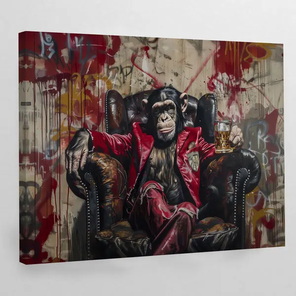 Tableau Singe Moderne Whiskey
