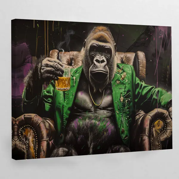 Tableau Gorille Moderne Whiskey