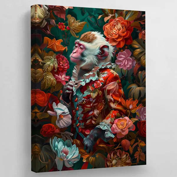 Tableau Singe Moderne Fleurs