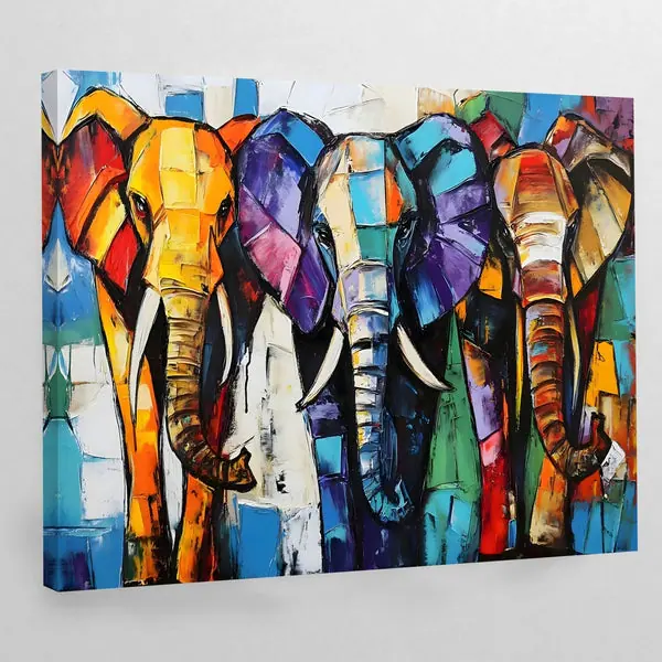 Tableau Elephant Moderne Coloré