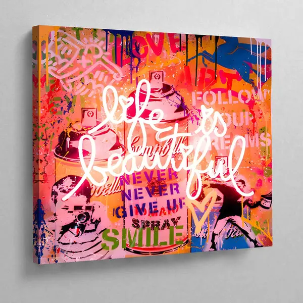 Tableau La Vie Est Belle Graffiti
