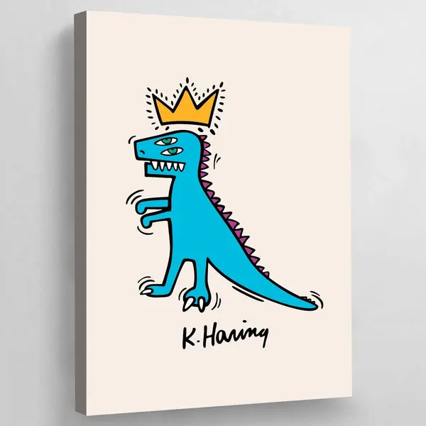 Tableau Pop Art Keith Haring Dinosaure